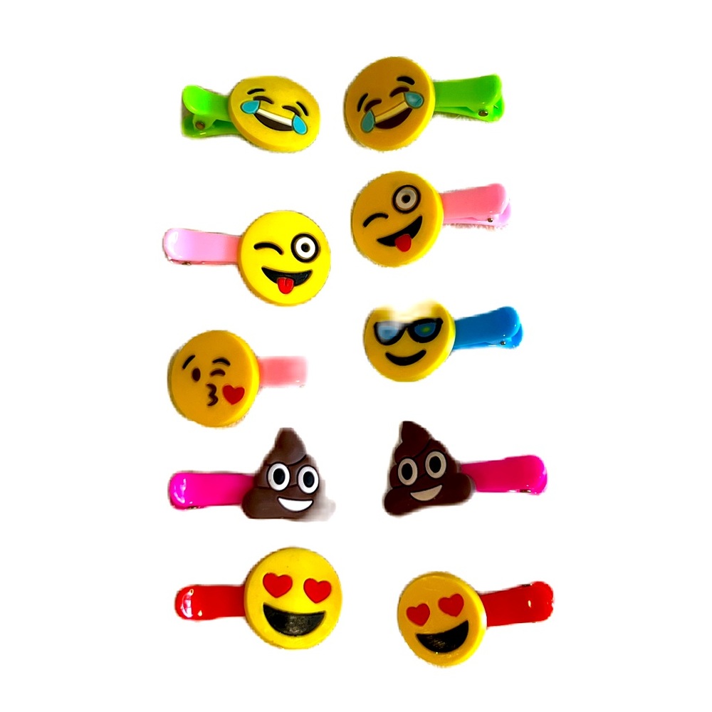 Set of 10 Emoji character hair clips